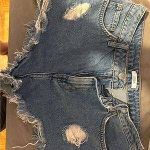 Forever 21 Blue Distressed Jeans with Raw-Cut Edges